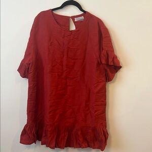 Red Ruffle Sleeve Dress